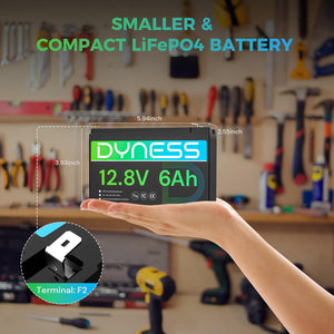 Dynesspower 12V 6Ah Mini LiFePO4 Battery
