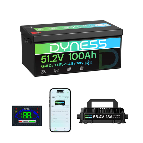 Dyness 48V 100Ah Lithium-Ion Golf Cart Battery – Equipped with 200A BMS & Real-Time Monitoring