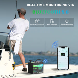 Dynesspower 12V 100Ah Group 24 Bluetooth-Enabled LiFePO4 Deep Cycle Battery