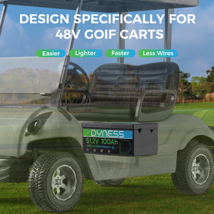 Dynesspower 48V 100Ah Lithium-Ion Golf Cart Battery – Equipped with 200A BMS & Real-Time Monitoring