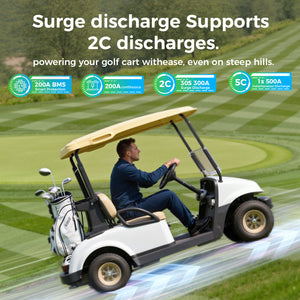 Dynesspower 48V 100Ah Lithium-Ion Golf Cart Battery – Equipped with 200A BMS & Real-Time Monitoring